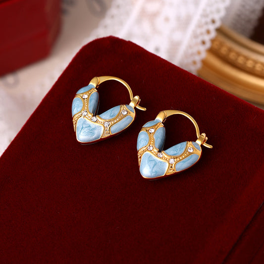 Sample-Blue Enamel Earrings